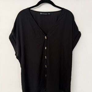New York & Company Black Women's Shirt w/ Stylish Buttons